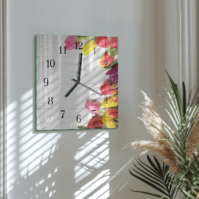 Quadratische wanduhr modern Tulpen