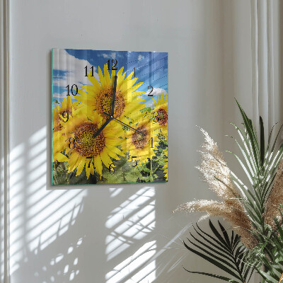 Quadratische wanduhr Sonnenblumen