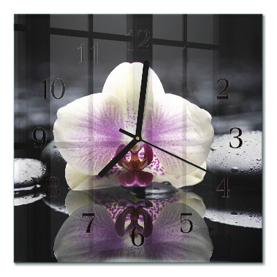 Moderne wanduhr quadratisch Orchidee