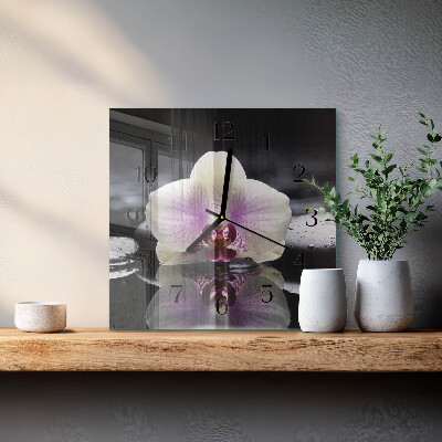 Moderne wanduhr quadratisch Orchidee