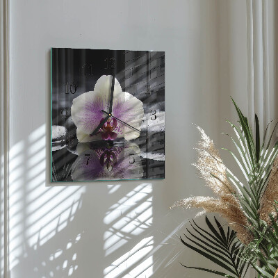 Moderne wanduhr quadratisch Orchidee