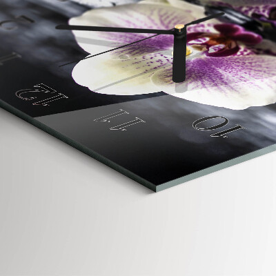 Moderne wanduhr quadratisch Orchidee