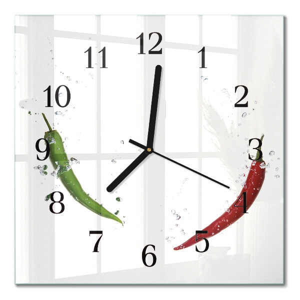 Moderne wanduhr quadratisch Chilischoten