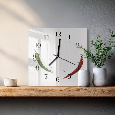 Moderne wanduhr quadratisch Chilischoten