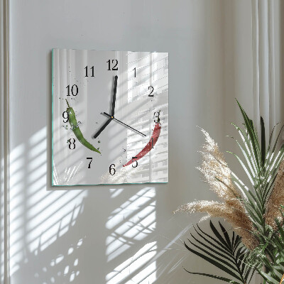 Moderne wanduhr quadratisch Chilischoten