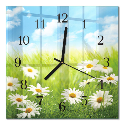 Quadratische wanduhr modern Wiese
