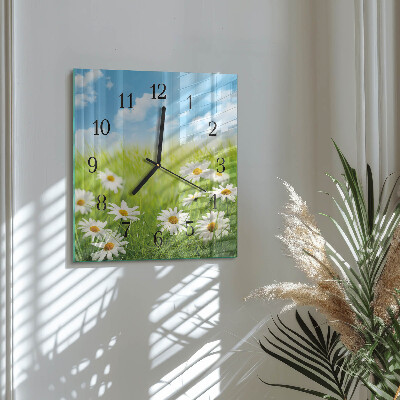 Quadratische wanduhr modern Wiese