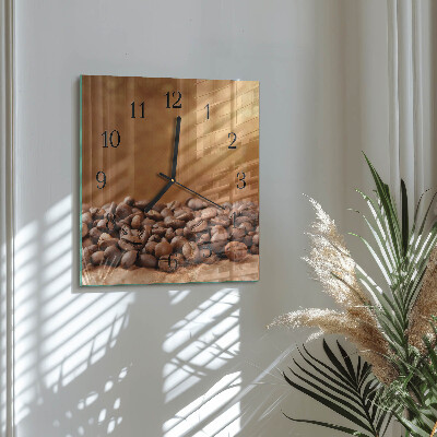 Quadratische wanduhr Kaffeebohnen