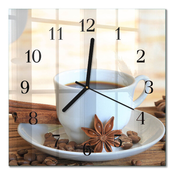 Glasuhr quadratisch Kaffee