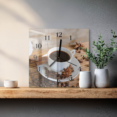 Quadratische wanduhr Kaffee