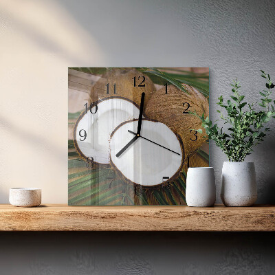 Quadratische wanduhr modern Kokosnüsse