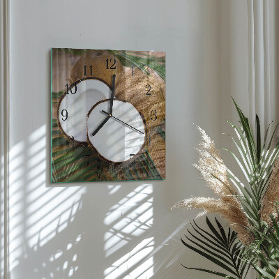 Quadratische wanduhr modern Kokosnüsse