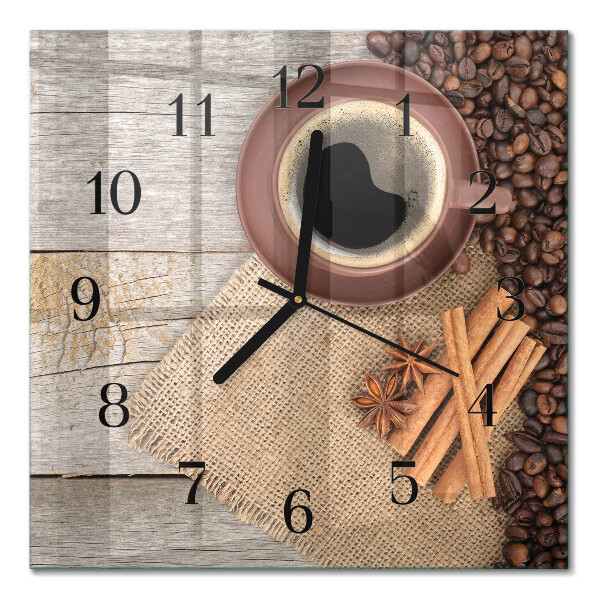 Glasuhr quadratisch Kaffeebohnen