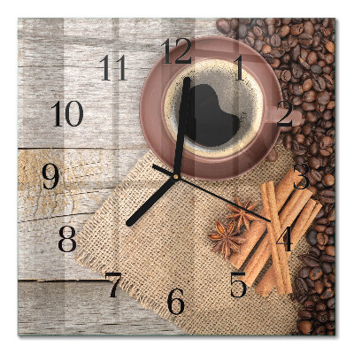 Glasuhr quadratisch Kaffeebohnen