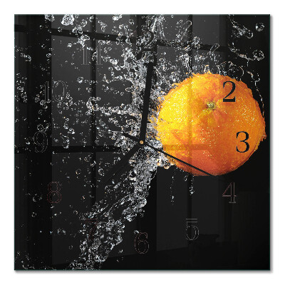 Glasuhr quadratisch Orange