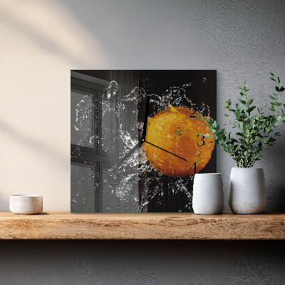 Quadratische wanduhr Orange