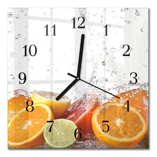 Glasuhr quadratisch Orangen