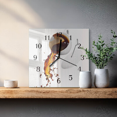 Quadratische wanduhr Kaffee