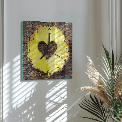 Quadratische wanduhr modern Ananas