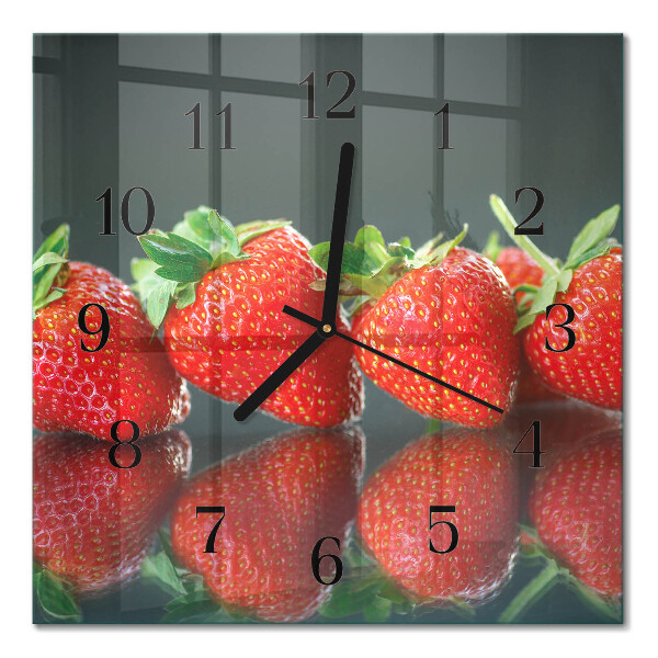 Quadratische wanduhr Erdbeeren