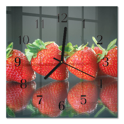 Quadratische wanduhr Erdbeeren