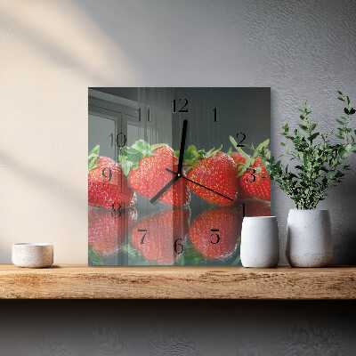 Quadratische wanduhr Erdbeeren