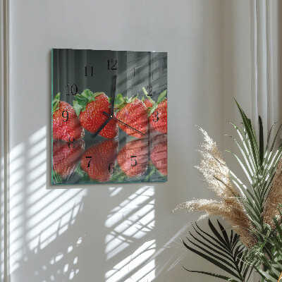Quadratische wanduhr Erdbeeren