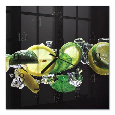 Quadratische wanduhr Zitrone und Limette