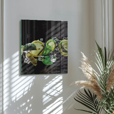 Quadratische wanduhr Zitrone und Limette
