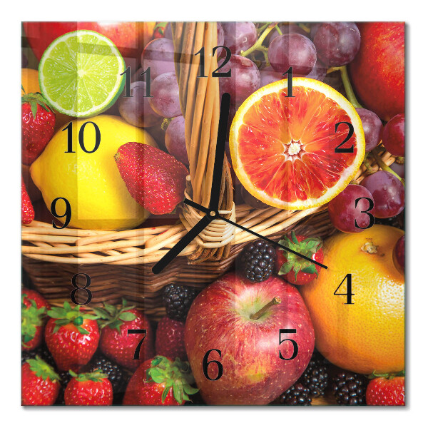 Quadratische wanduhr modern Obst