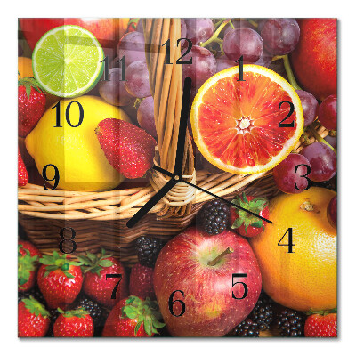 Quadratische wanduhr modern Obst