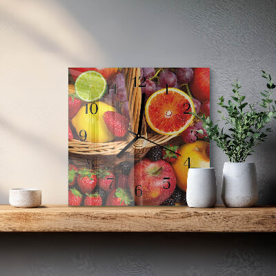 Quadratische wanduhr modern Obst