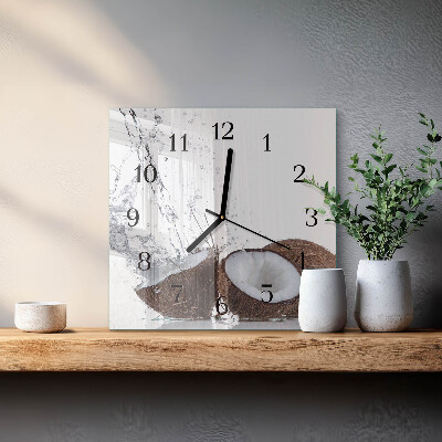 Quadratische wanduhr Kokosnüsse
