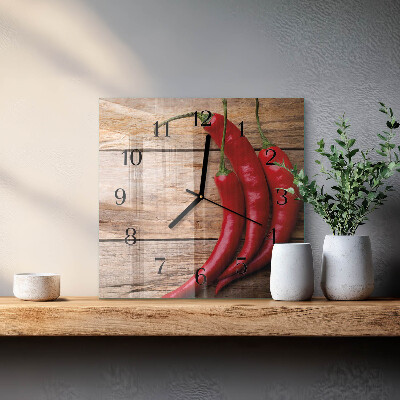 Wanduhr mit motiv quadratisch Chilischoten