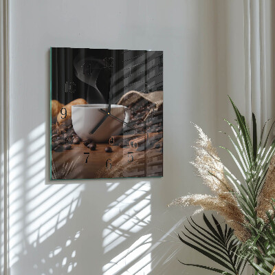 Wanduhr mit motiv quadratisch Kaffee