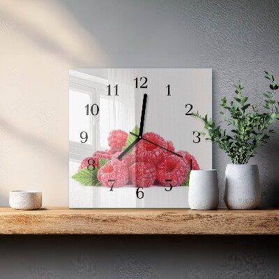 Quadratische wanduhr Himbeeren