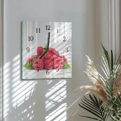 Quadratische wanduhr Himbeeren