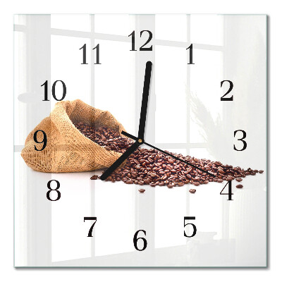 Quadratische wanduhr modern Kaffeebohnen