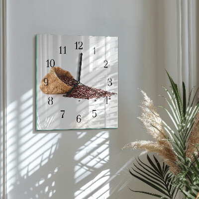 Quadratische wanduhr modern Kaffeebohnen