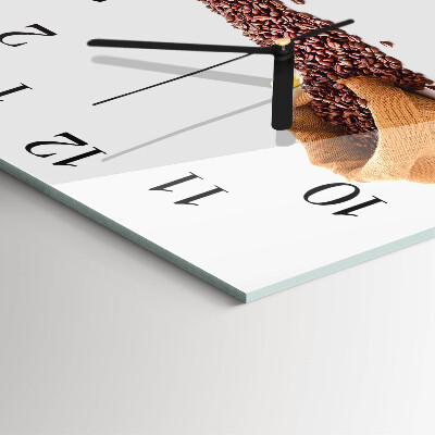 Quadratische wanduhr modern Kaffeebohnen
