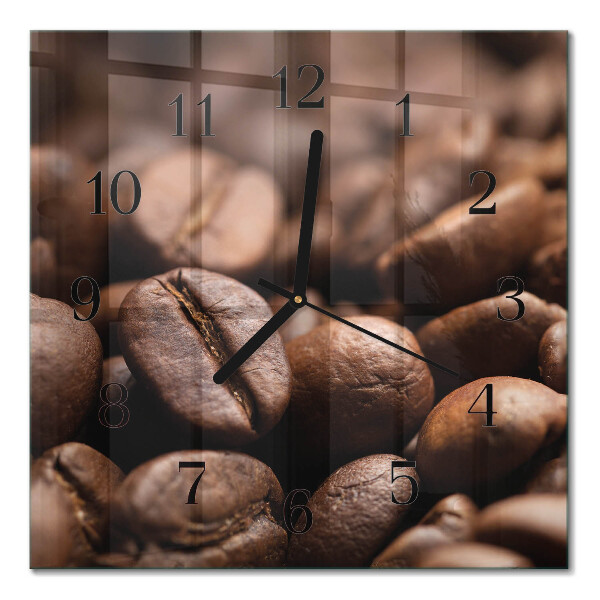 Quadratische wanduhr Kaffeebohnen