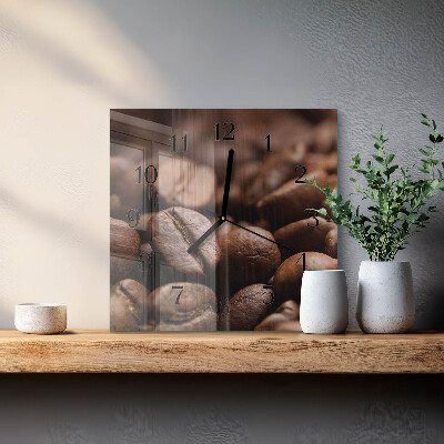 Quadratische wanduhr Kaffeebohnen