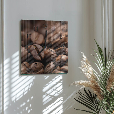 Quadratische wanduhr Kaffeebohnen