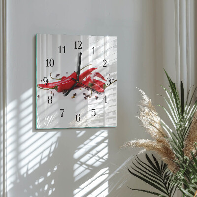 Wanduhr mit motiv quadratisch Chilischoten