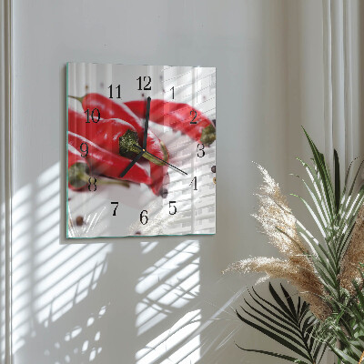 Quadratische wanduhr modern Chilischoten