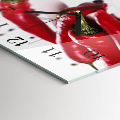 Quadratische wanduhr modern Chilischoten