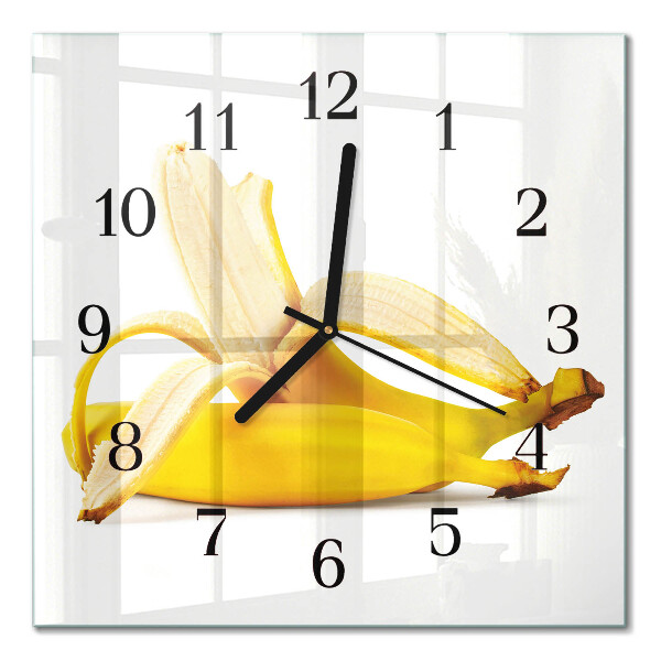 Glasuhr quadratisch Bananen