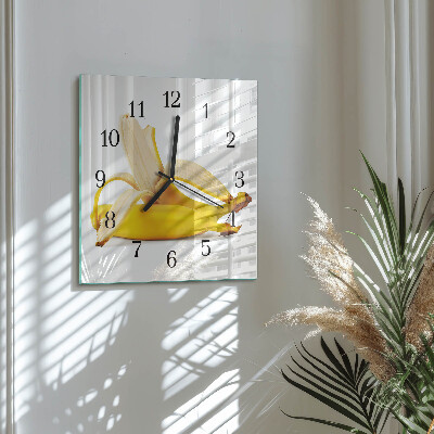 Glasuhr quadratisch Bananen