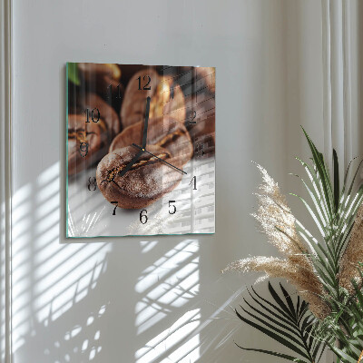 Quadratische wanduhr Kaffeebohnen