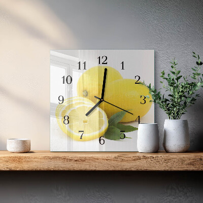 Moderne wanduhr quadratisch Zitronen
